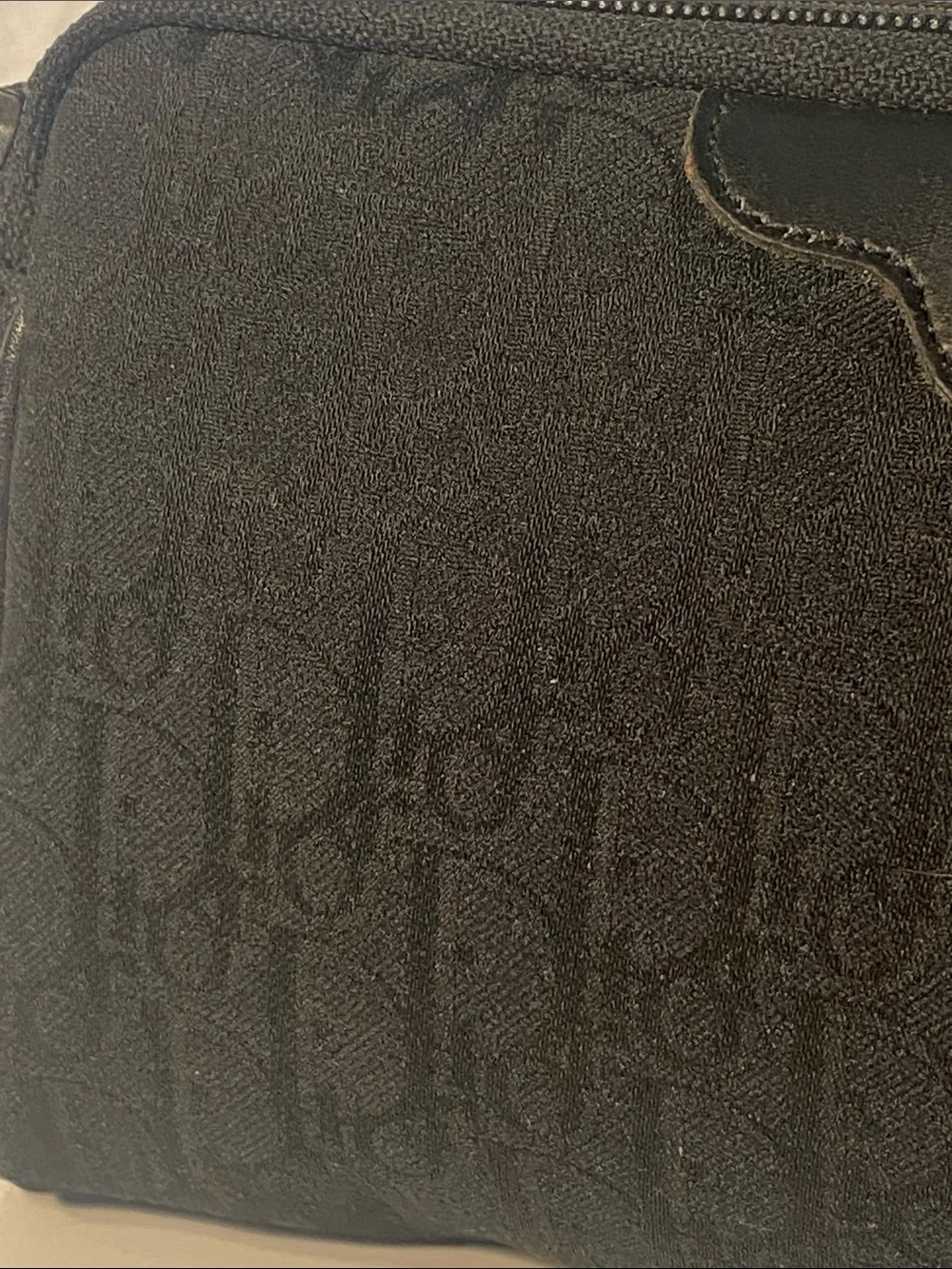 Dior Black Canvas Cosmetic Pouch with Gold Accent